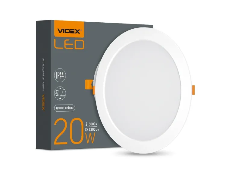 VIDEX 20W 5000K 220V LED світильник Back круглий