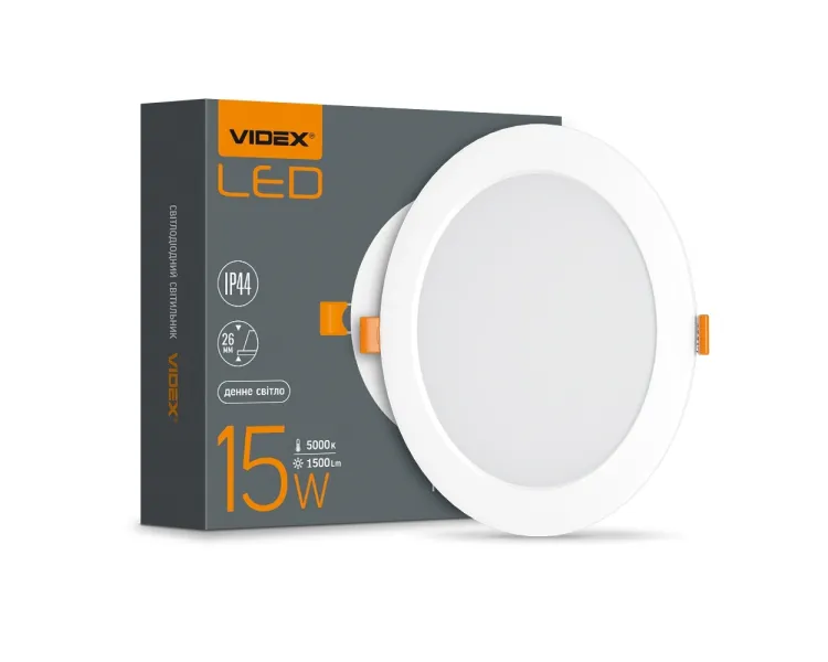 VIDEX 15W 5000K 220V LED світильник Back круглий
