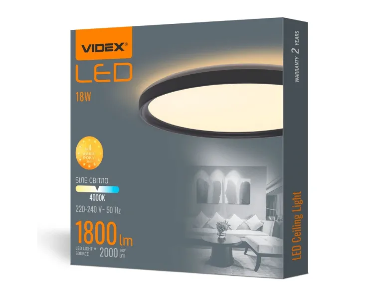 VIDEX DL3R 18W 4000K 220V LED світильник з декоративною підсвіткою
