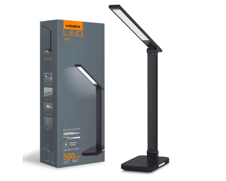VIDEX VL-TF17B 18W 1800-6500K LED лампа настільна з бездротовою зарядкою