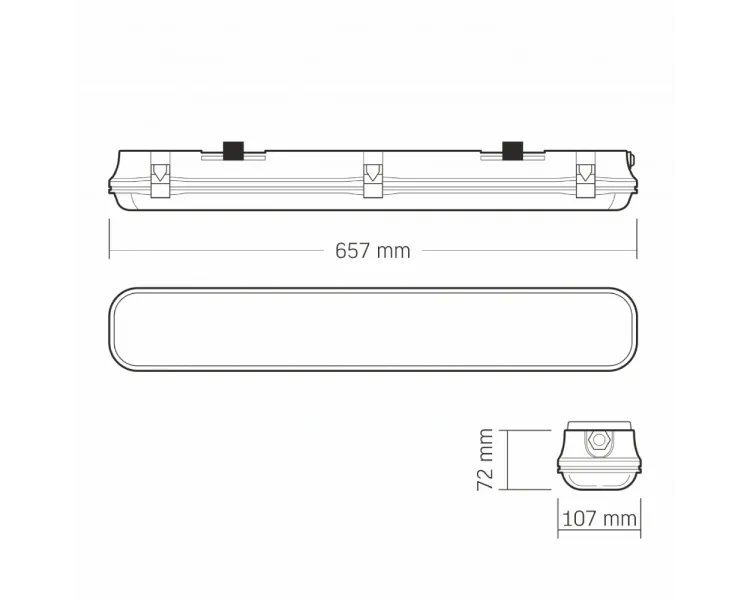 VIDEX 0,6М 220V LED світильник IP65 лінійний під лампу 2хТ8