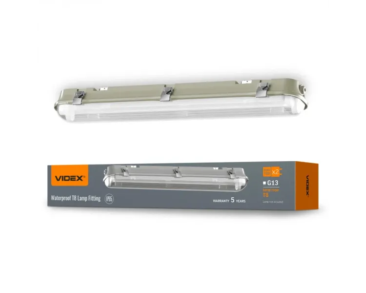 VIDEX 0,6М 220V LED світильник IP65 лінійний під лампу 2хТ8
