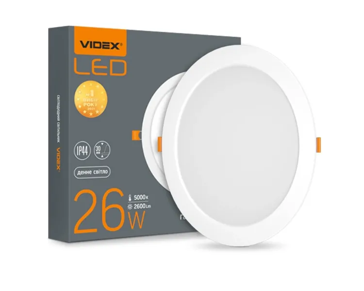VIDEX 26W 5000K 220V LED світильник Back круглий