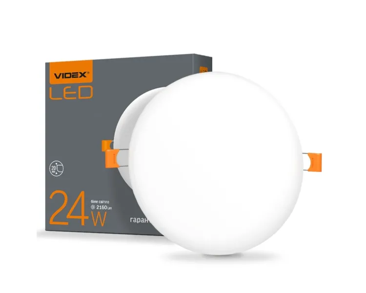 VIDEX 24W 4100K 220V LED светильник безрамный круглый