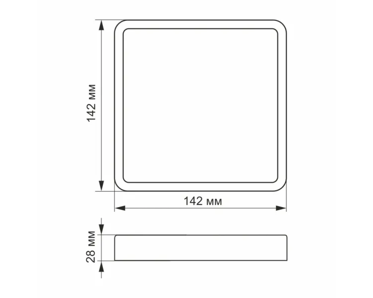 VIDEX 12W 5000K 220V LED світильник накладний квадрат