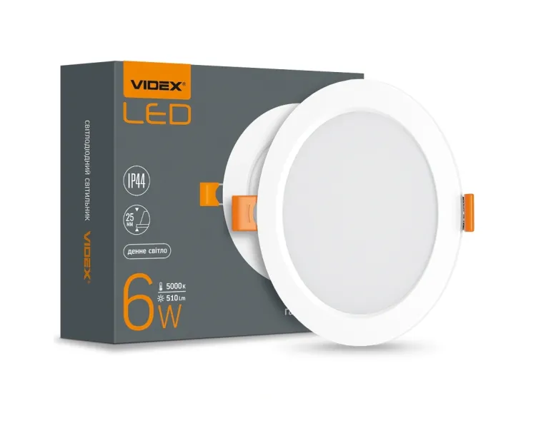 VIDEX 6W 5000K 220V LED світильник Back круглий