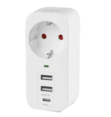 VIDEX ONCORD 1п 2.4A 2USB+USB-C Мережевий адаптер Type-C з заземленням