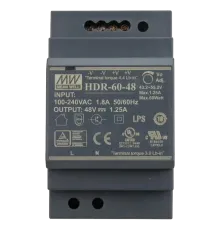 Mean Well HDR-60-48 48B 1.25А для монтажа на DIN рейку Блок живлення
