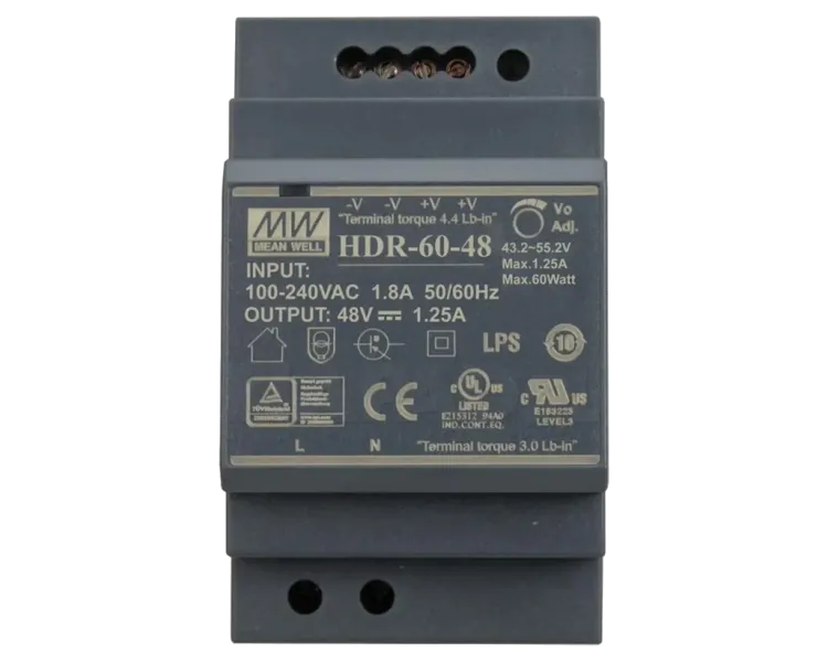 Mean Well HDR-60-48 48B 1.25А для монтажа на DIN рейку Блок живлення