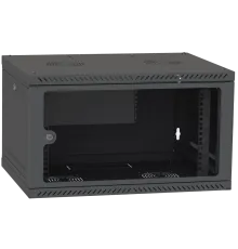 IPCOM 4U 600x450 Шафа телекомунікаційна двері скло (чорна)