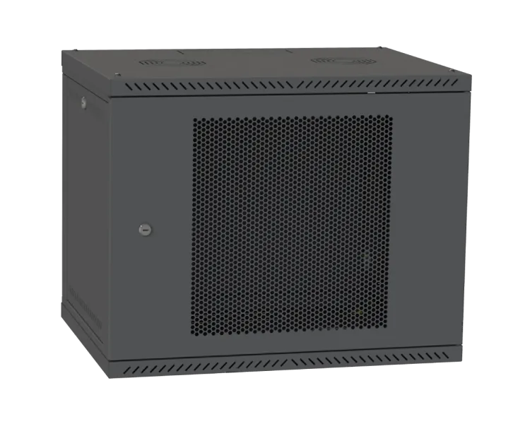 IPCOM 9U 600x450 Шафа телекомунікаційна двері перф (чорна)
