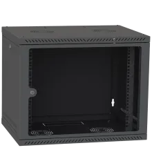 IPCOM 9U 600x450 Шафа телекомунікаційна двері скло (чорна)