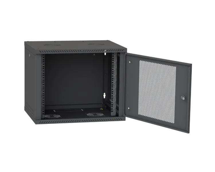 IPCOM 9U 600x600 Шафа телекомунікаційна двері перф (чорна)