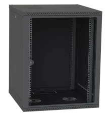 IPCOM 15U 600x600 Шафа телекомунікаційна двері скло (чорна)