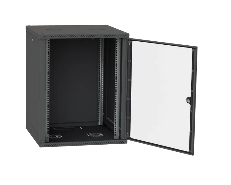 IPCOM 15U 600x600 Шафа телекомунікаційна двері скло (чорна)