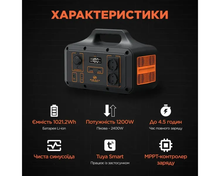 Kraft KPS-1200PX(PGH1000P-S) 1200Вт Портативне джерело живлення