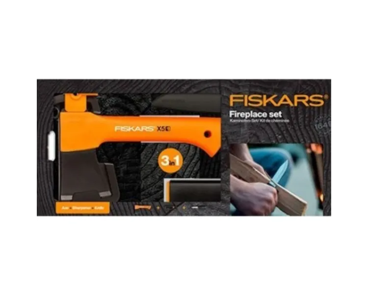 Fiskars XXS X5 1015617 1057913 Подарунковий набір (сокира + ніж + точилка)