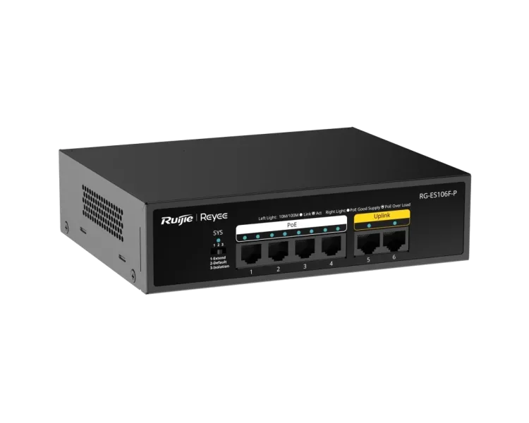 Ruijie Reyee RG-ES106F-P PoE Комутатор 6 портів некерований