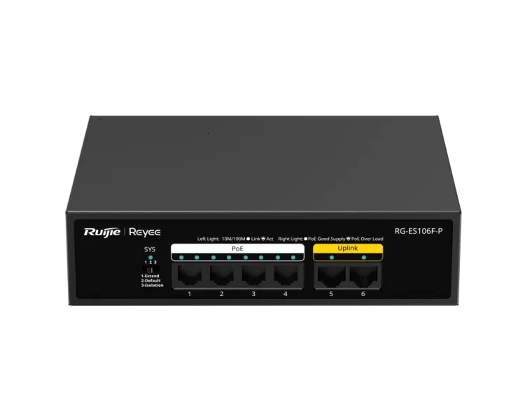 Ruijie Reyee RG-ES106F-P PoE Комутатор 6 портів некерований