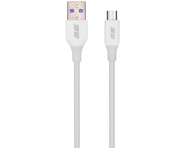 2E USB-A-MICROUSB, GLOW, 1M, WHITE (2E-CCAM-WH) Кабель