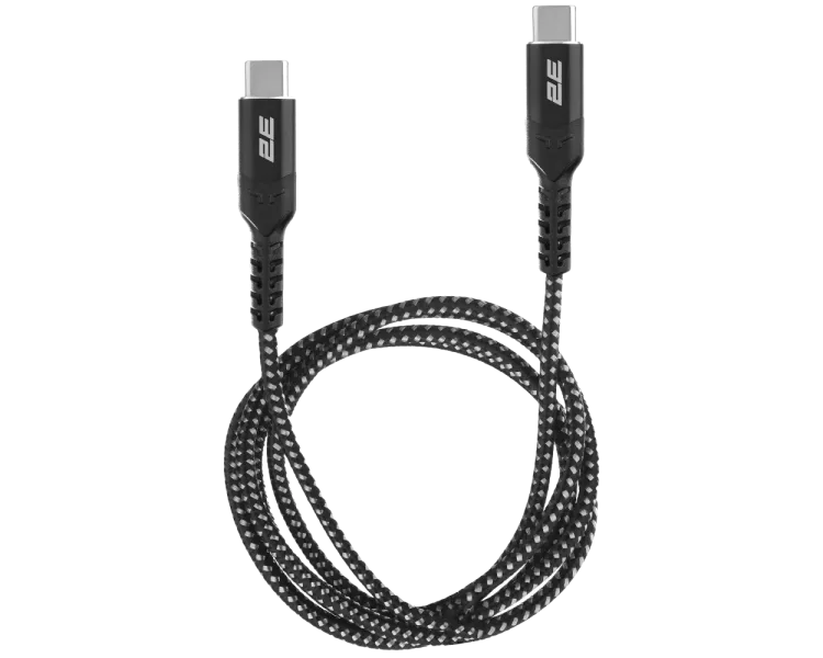 2E Type-C USB-C > USB-C Кабель заряджання/синхронізації 1м 240Вт плетений чорний