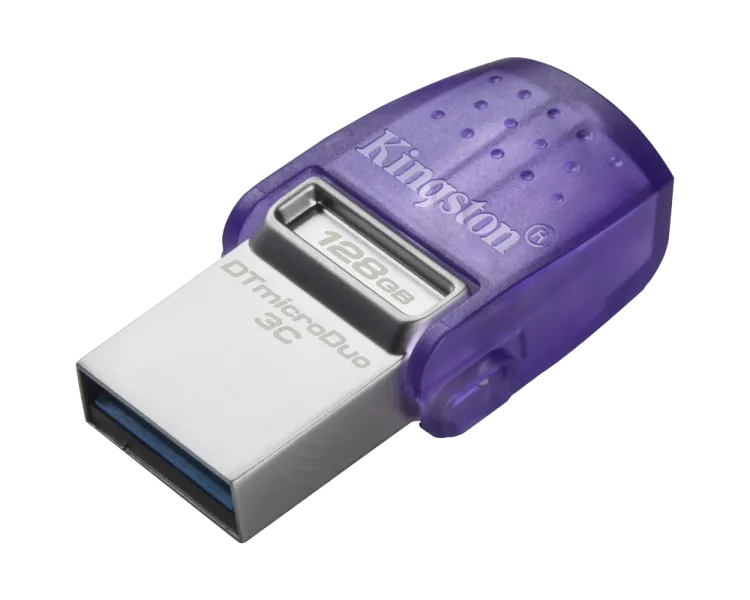 Kingston 128GB USB 3.2 Type-A Gen1 + Type-C DT microDuo 3C R200MB/s Накопичувач