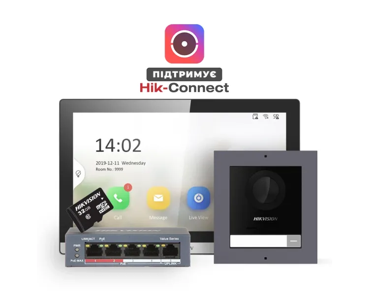 DS-KD8003-IME1(B)+DS-KH6350-TE1+HS-TF Комплект (накладна панель)