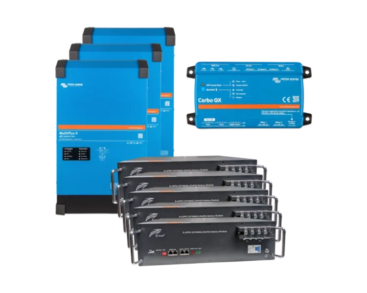 VictronEnergy MultiPlus-II + Ritar R-LFP51.2V100AH Система безперебійного живлення3 фази, 12кВт, 25кВт●год