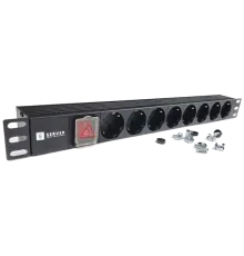 EServer 220В 19" 1U Подовжувач на 8 розеток