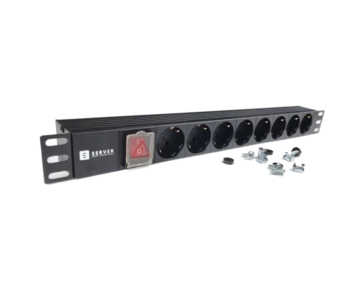 EServer 220В 19" 1U Подовжувач на 8 розеток