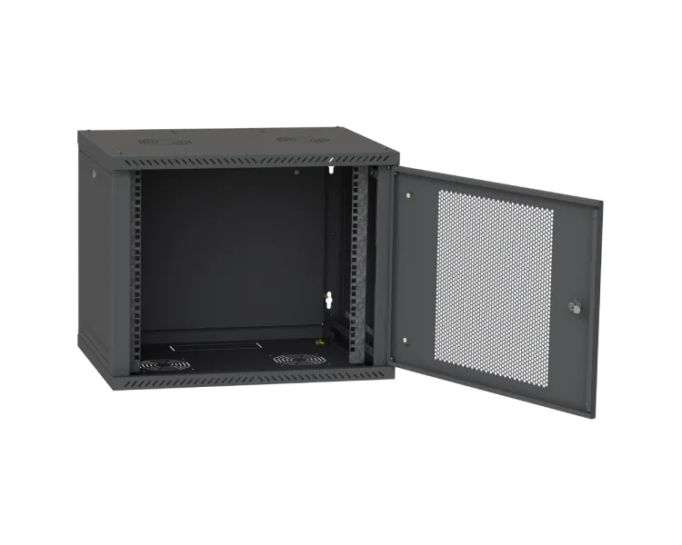IPCOM 12U 600x450 Шафа телекомунікаційна двері перф(чорна)