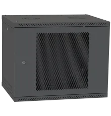IPCOM 12U 600x600 Шафа телекомунікаційна двері перфорація (чорна)