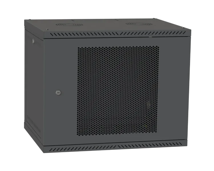 IPCOM 12U 600x600 Шафа телекомунікаційна двері перфорація (чорна)