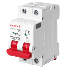 Enext e.mcb.stand.60.2.C20, 2р, 20А, C, 6кА Модульний автоматичний вимикач