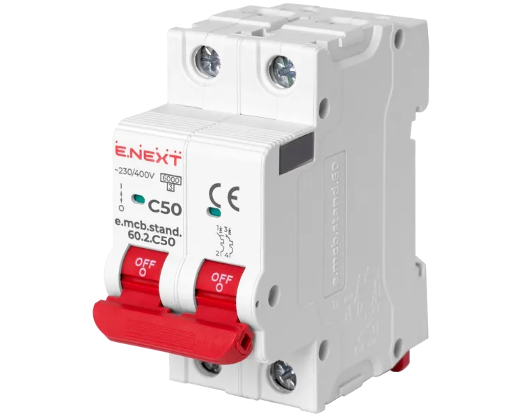 Enext e.mcb.stand.60.2.C50, 2р, 50А, C, 6кА Модульний автоматичний вимикач