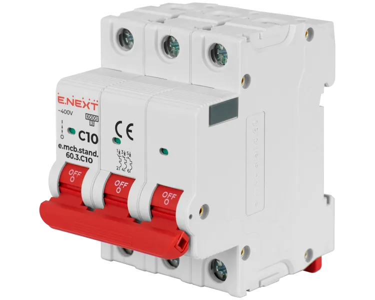 Enext e.mcb.stand.60.3.C10, 3р, 10А, C, 6кА Модульний автоматичний вимикач