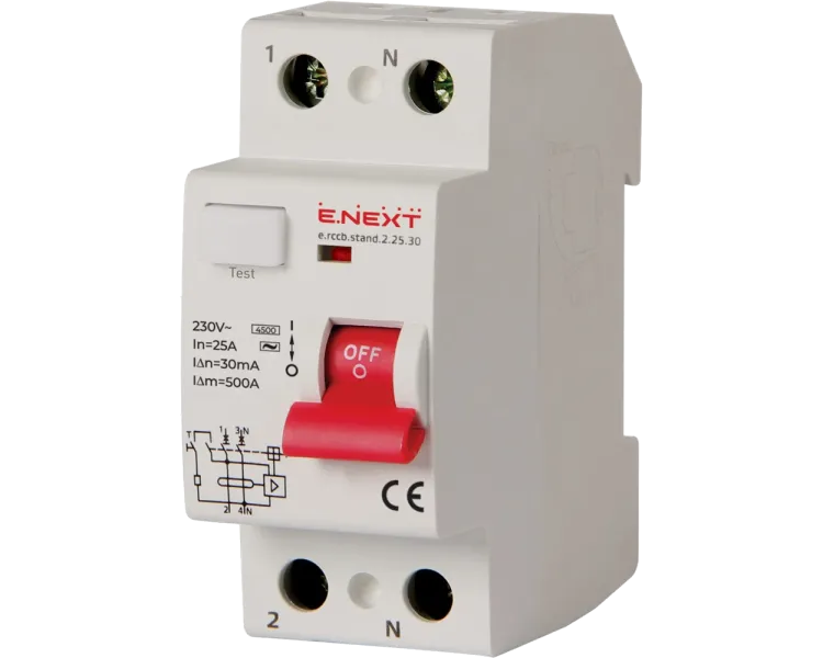 Enext e.rccb.stand.2.25.30 2р, 25А, 30mA Вимикач диференційного струму