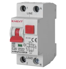 Enext e.rcbo.pro.2.C20.30, 1P+N, 20А, С, тип А, 30 Вимикач диференціального струму із захистом від надструмів