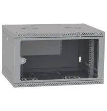 IPCOM 6U 600x600 Шафа телекомунікаційна двері скло (сіра)
