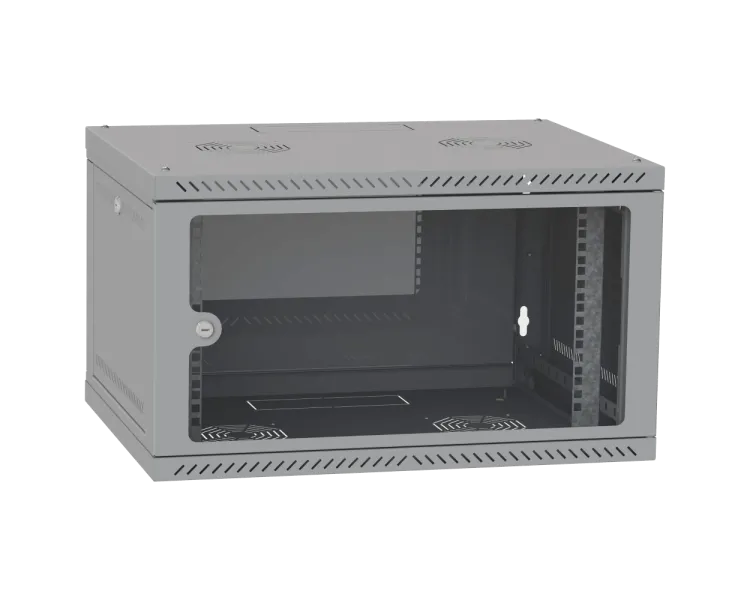IPCOM 6U 600x600 Шафа телекомунікаційна двері скло (сіра)