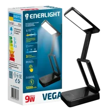 ENERLIGHT VEGA 9Вт 3000-6000K black Світильник настільний світлодіодний з акумулятором