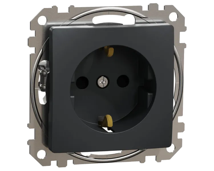 Schneider Electric Sedna Design & Elements SDD114022 Розетка з заземленням та зі шторками Чорний Sedna Design