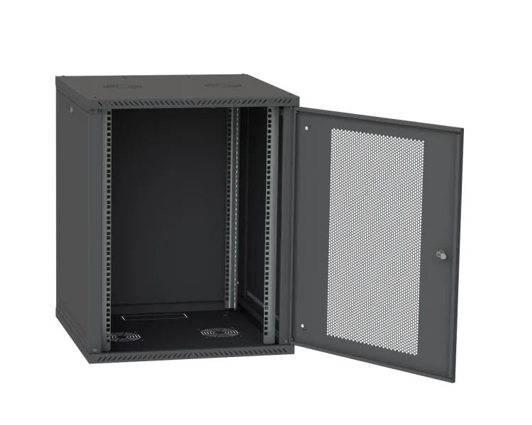 IPCOM 15U 600x600 Шафа телекомунікаційна двері перф(чорна)