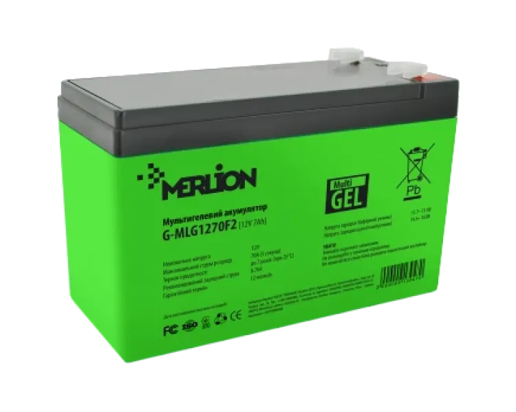 MERLION G-MLG1270F2 7A•г 12В мультигель Свинцево-кислотна акумуляторна батарея