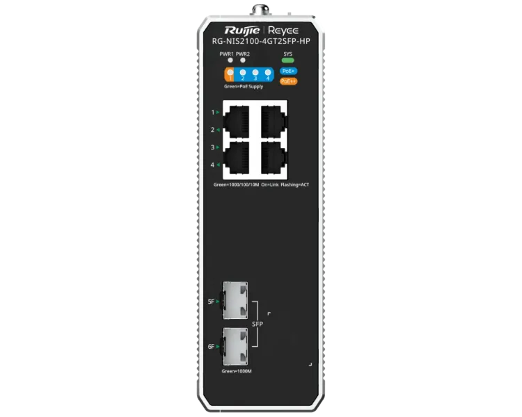Ruijie Reyee RG-NIS2100-4GT2SFP-HP PoE++ Коммутатор 6 портов управляемый