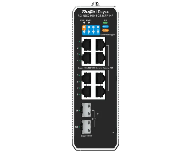 Ruijie Reyee RG-NIS2100-8GT2SFP-HP PoE++ Коммутатор 10 портов управляемый