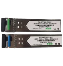 Ewind EW-SFP-GE-T1310 / EW-SFP-GE-R1550 1.25G, Single-mode single Fiber, 20km, LC connector, Tx1310/Rx1550nm : 1310nm is transmitter，1550nm is receiver Модуль SFP (комплект 2шт)