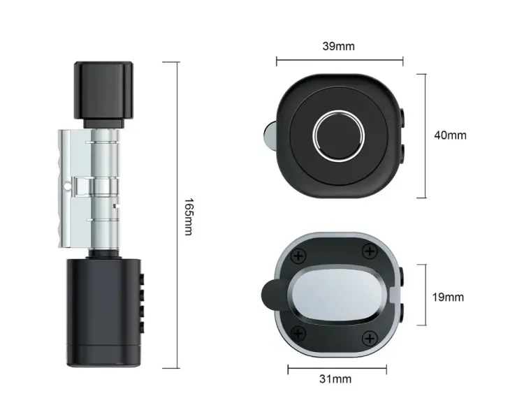 SEVEN LOCK SL-7774BF black (35-90мм) (циліндр) Біометричний замок