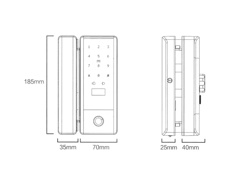 SEVEN LOCK SL-7776BF black Розумний біометричний замок на скляні двері
