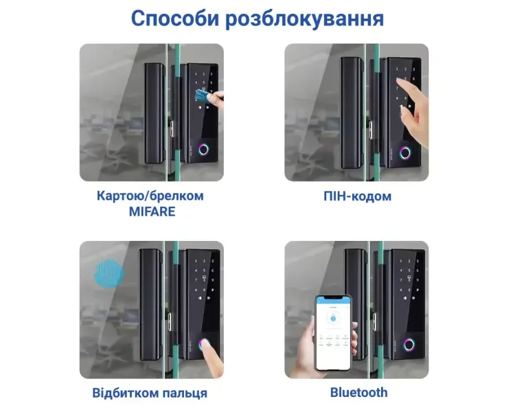 SEVEN LOCK SL-7776BF black Розумний біометричний замок на скляні двері